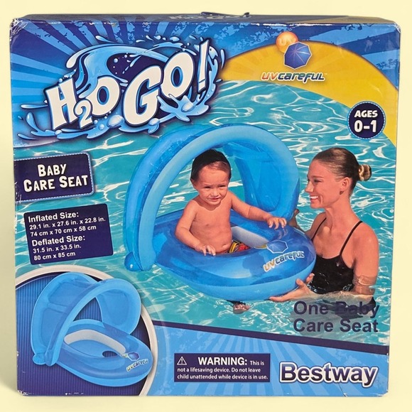 Bestway Other - Bestway H2O GO Baby Pool Float Seat with Canopy 0-1 Year Infant Swing Ring New